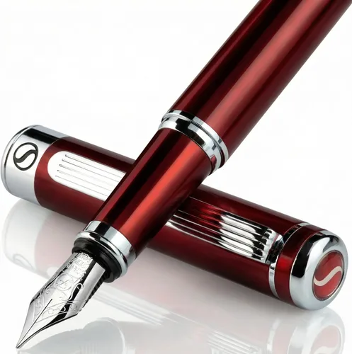 Vista 23 de Scriveiner Pluma Estilográfica de Lujo - Impresionante Pluma de Laca Negra, Acabado de Oro Real, Plumín Dorado Schmidt (Mediano), Convertidor, Mejor