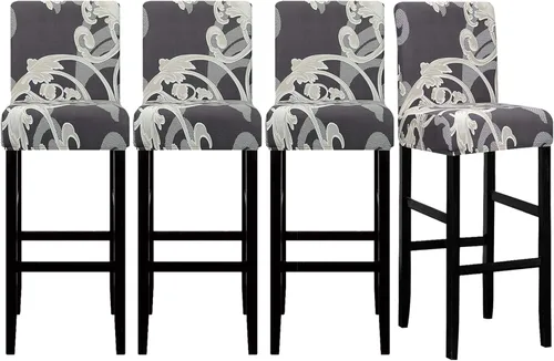 Vista 22 de Lellen Juego de 2 fundas para taburetes de bar, fundas jacquard para taburetes de bar, fundas deslizables elásticas para taburetes de bar