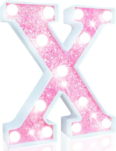 Vista 23 de Pooqla Luces de números de marquesina, números de luz rosa para niñas de 10.º cumpleaños, funciona con pilas, luz nocturna de número con purpurina