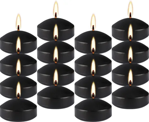 Vista 3 de Velas flotantes negras de 3 pulgadas, juego de 12 velas de larga duración, impermeables, resistentes al viento, perfectas para decoraciones