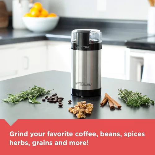 Vista 7 de BLACK+DECKER Cafetera térmica de 12 tazas, negro/plata, CM2035B y molinillo de café con control de botón de un toque, capacidad de frijoles de 2/3