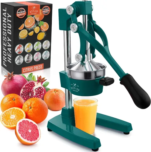 Vista 25 de Zulay Kitchen Exprimidor de hierro fundido, exprimidor de naranja resistente con coladores desmontables para una fácil limpieza, prensa de cítricos