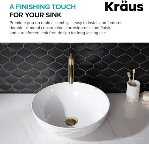 Vista 3 de Kraus Drenaje extraíble en oro cepillado, PU-10BG