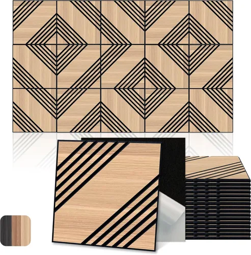 Vista 16 de Mollywell Paneles acústicos hexagonales, nogal S4, 14 x 12 x 0.4 pulgadas, paquete de 12 unidades chapa de madera Paneles de pared de alta