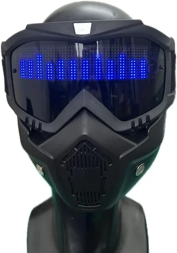 Máscara LED Cyberpunk para disfraz, con control de aplicación, pantalla LED personalizable para club nocturno de cosplay, fiesta, raves Hx-azul