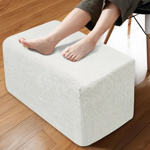 Vista 16 de Puf otomano rectangular, puf de relleno con relleno de trozos de espuma, taburete de forro polar coral suave, otomana multiusos para sala de estar