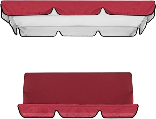 Vista 16 de Juego de cubierta superior impermeable para patio, cubierta superior de repuesto + funda de cojín para columpio para patio, columpio, jardín, Marrón