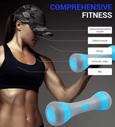 Vista 3 de Nice C - Mancuernas ajustables, opciones todo en uno de neopreno, antideslizantes, para uso general, hogar, gimnasio, oficina