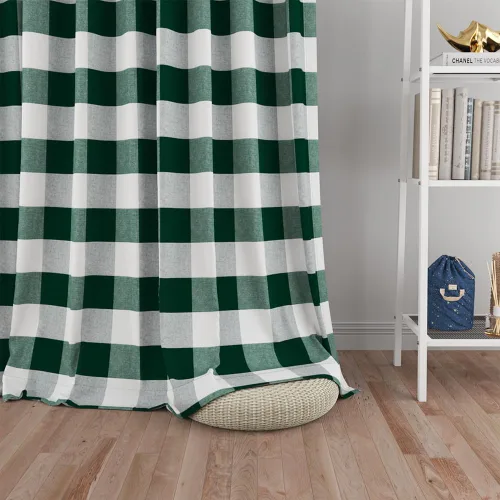 Vista 42 de UPOPO Cortinas de ventana Buffalo Check 122 cm de largo, cortinas de algodón para sala de estar, paneles de cortina a cuadros para dormitorio