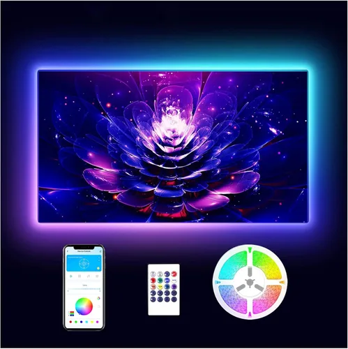 Luces LED para TV de 65 Pulgadas, Retroiluminación LED para TV, Tira de Luces LED para TV de 15 Pies, USB, Tira de Luces LED para TV de 65-75