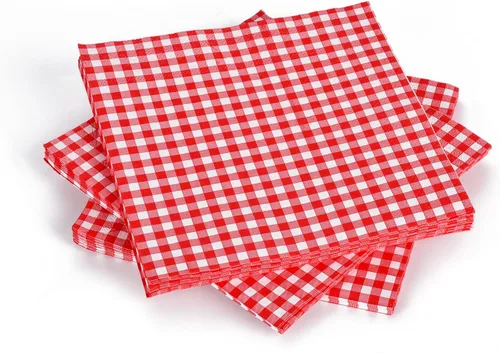 Vista 5 de Gatherfun Servilletas desechables de papel a cuadros rojos y blancos (paquete de 50)