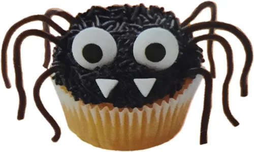 Vista 3 de Kit de decoración de cupcakes de araña negra de Halloween, decora 12