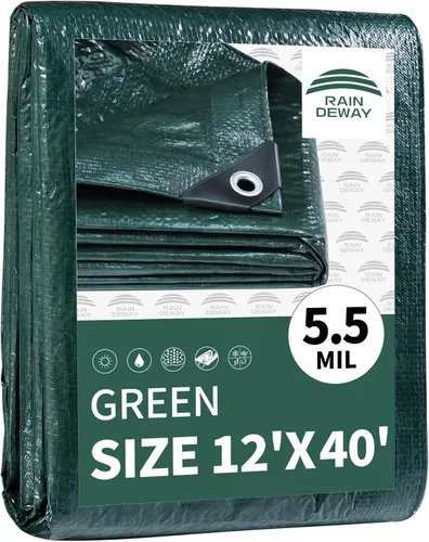 Vista 15 de RAINDEWAY Tarps - Lona impermeable de color azul de 4 x 16 pies de grosor, resistente a desgarros, multiusos, para techo, campamento, automóvil