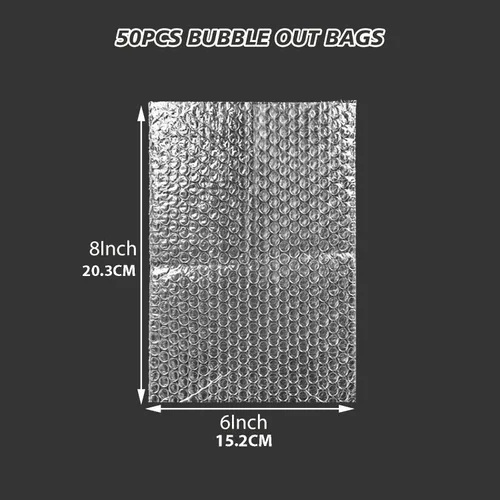 Vista 2 de 100 piezas de bolsas de burbujas, bolsas de burbujas de 6”x8” para compras, bolsas de acolchado de burbujas de doble pared para envío, embalaje