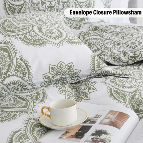 Vista 6 de Y-PLWOMEN Funda de edredón King – Funda de edredón floral de medallón de damasco tamaño King, 3 piezas, ultra suave, 100% algodón, fundas de edredón