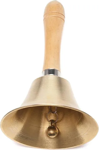 Vista 8 de Campana de llamada de mano de latón macizo extra fuerte con mango de madera