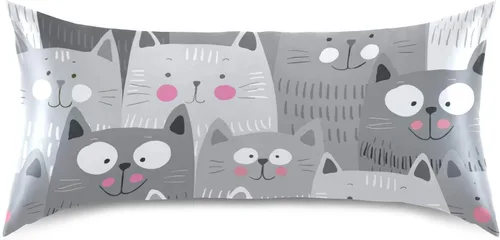 Vista 3 de xigua Fundas de almohada de satén con diseño de gato transpirable para cabello y piel, sin cremallera, con cierre de sobre para sofá cama