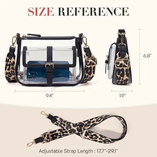 Vista 4 de Cartera de hombro transparente con correa de guitarra de Missnine, bolsa cruzada aprobada para estadio, bolsa de concierto para mujer de PVC