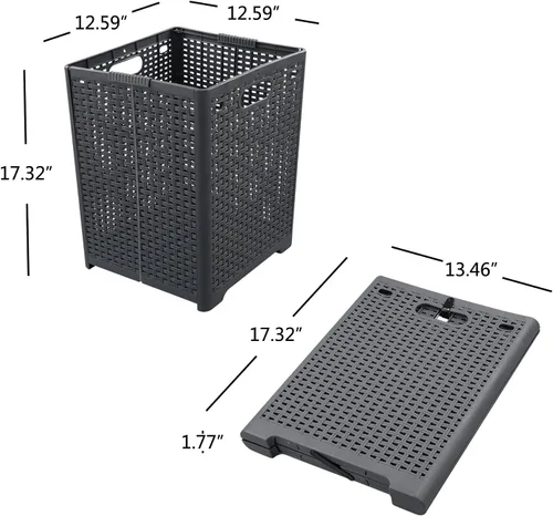 Vista 2 de Kekow Cesta plegable de plástico para ropa sucia, 1 unidad, 42 L, color gris