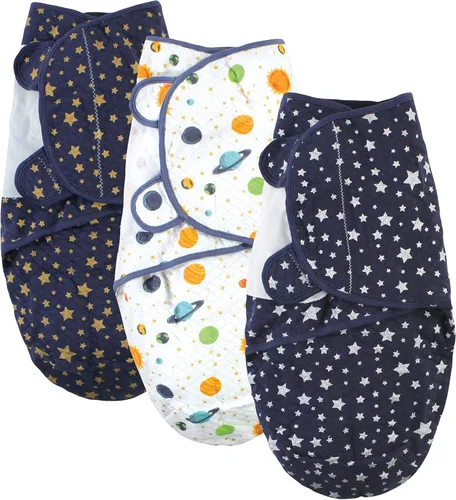 Vista 15 de Hudson Baby Envoltura de algodón acolchada unisex para bebé, 3 unidades, bosque de niños, 0-3 meses