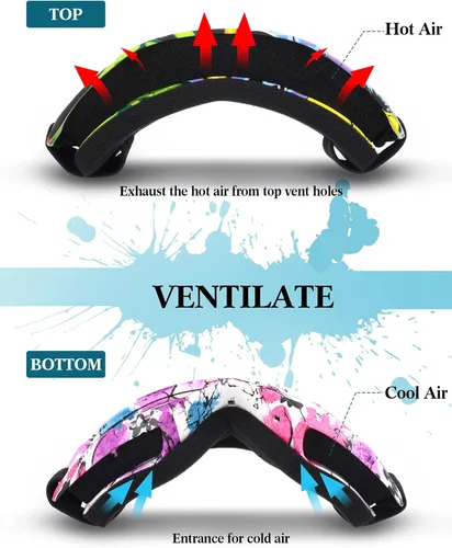 Vista 5 de Frienda 2 piezas gafas de motocicleta casco gafas de montar gafas con cubierta facial