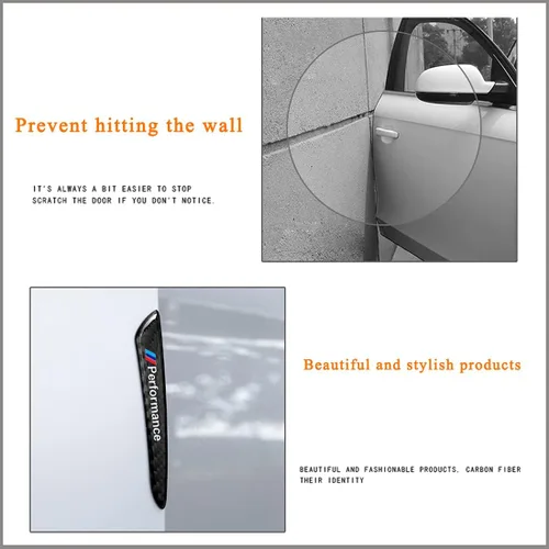 Vista 3 de Juego de 4 piezas de tiras protectoras de fibra de carbono para puertas de coche con rendimiento y decoración negra adecuada para BMW 1 2 3 4 5 6 7