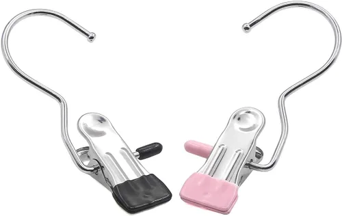 Vista 10 de Coideal Ganchos para colgar botas, 8 ganchos para botas, clips de ropa de acero inoxidable para secar calcetines (negro)