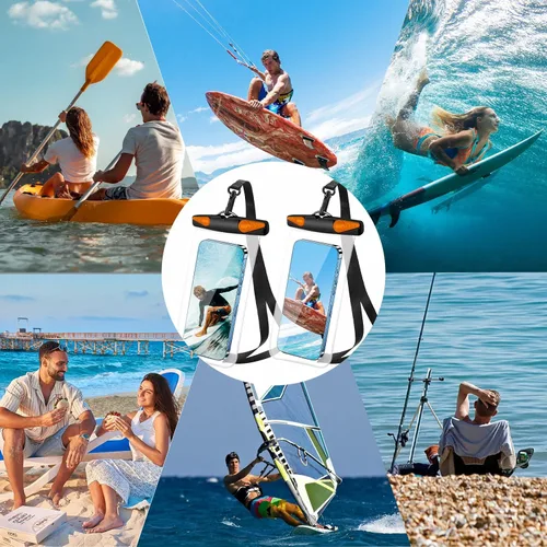 Vista 7 de Bolsa impermeable para teléfono, funda impermeable para teléfono con cordón para iPhone, Samsung, IPX8, bolsa seca para playa, kayak, crucero, 2