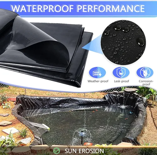 Vista 4 de ToLanbbt Revestimiento de estanque de 4 x 7 pies de HDPE para estanques, revestimiento de estanque preformado resistente a los rayos UV de 20 mil