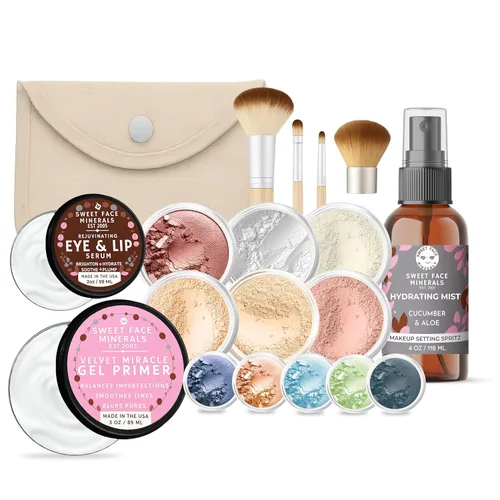 Vista 16 de IMPULSE KIT (BEIGE) Juego de maquillaje mineral de tamaño completo, base mate, cubierta de polvo transparente