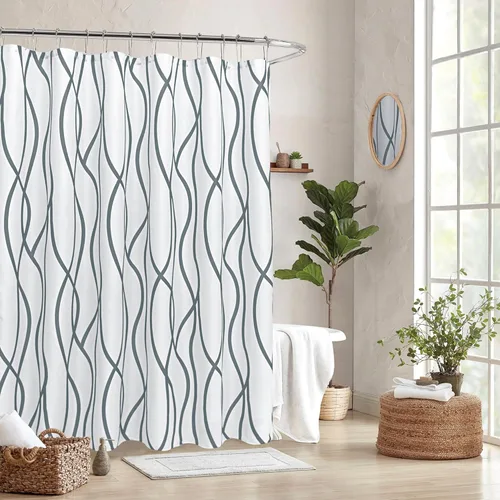 Vista 18 de Biscaynebay - Cortinas de tela texturizada a cuadros para baño