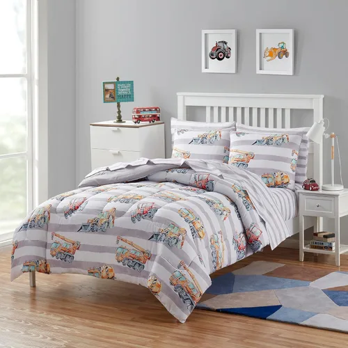Vista 29 de Juego de edredón con diseño de baloncesto tamaño individual – Ropa de cama en una bolsa con sábanas, fundas de almohada y fundas decorativas