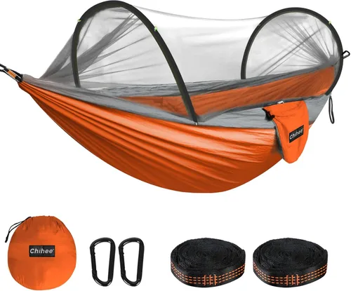 Vista 12 de Chihee - Hamaca ultraligera de camping para viajes, con red emergente, capacidad de carga de 299 kg, de nailon paracaídas transpirable y de secado