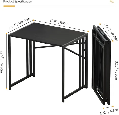 Vista 253 de Escritorio plegable de 47 pulgadas, no requiere montaje, mesa de oficina en casa, escritorio de campamento para computadora de juegos, color beige