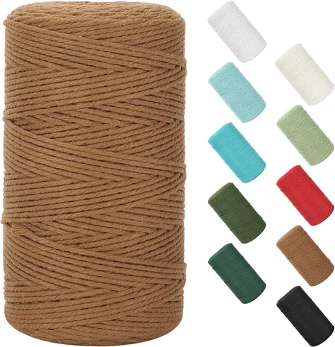 Vista 145 de Cuerda de macramé de 0.079 in x 220 yardas (656 pies), cuerda de algodón natural para colgar en la pared, ganchos de plantas, manualidades, Verde