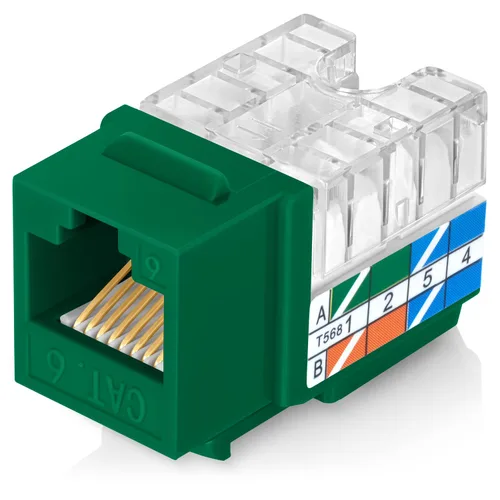 Vista 23 de Everest - Paquete de 10 conectores Keystone RJ45 Cat6A en ángulo de 90°, color blanco, conectores RJ45 hembra de perfil delgado, conector Keystone