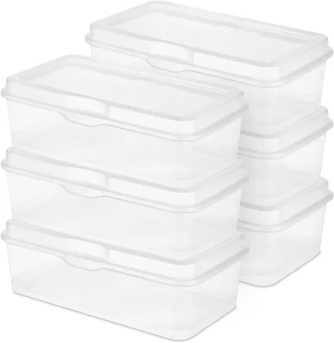 Vista 11 de Sterilite - Paquete de 12 contenedores de almacenamiento cuadrados pequeños apilables con tapa FlipTop, transparentes