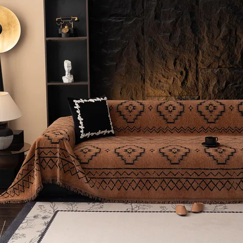 Vista 17 de VClife funda boho de sofá de felpilla para sofá seccional, funda antideslizante para sofá de 2 plazas, protector para mascotas con borlas, funda