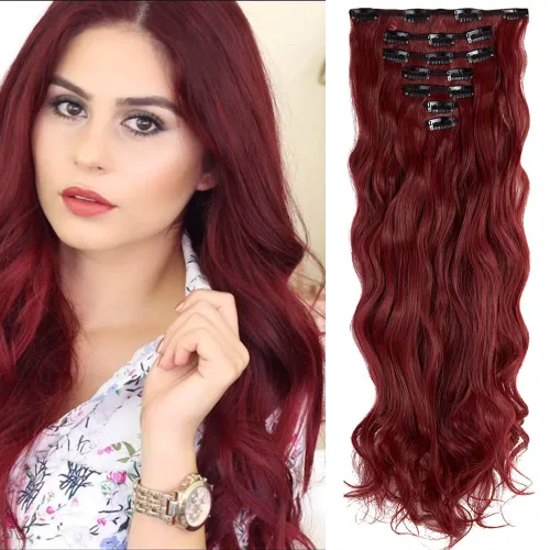 Vista 12 de OMGREAT Extensiones de cabello con clip, 4 piezas de 20 pulgadas, rizado de cabeza completa, extensiones de cabello sintético ondulado para mujer