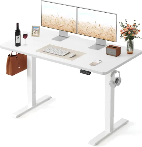 Vista 30 de FEZIBO Escritorio eléctrico de pie de 40 x 24 pulgadas, altura ajustable, sentarse y pararse, escritorio de oficina para computadora con tablero