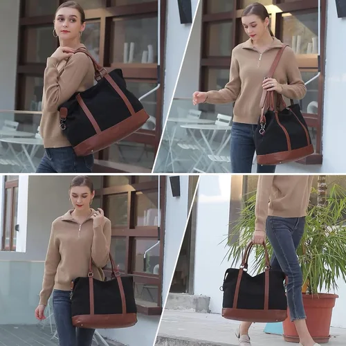 Vista 2 de CAMTOP- Bolso de viaje para mujer, de lona, para equipaje de mano, negro, (Black -1)), 6050