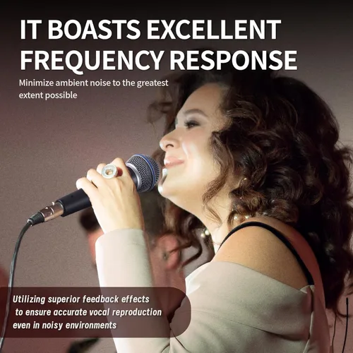 Vista 4 de BT 58A Micrófono vocal supercardioide dinámico con cable, incluye cable de audio XLR de 16 pies y adaptador de soporte, para cantar en escenario
