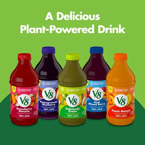 Vista 6 de V8 Acai Mezcla de bayas 100% jugo de frutas y verduras, botella de 46 onzas líquidas