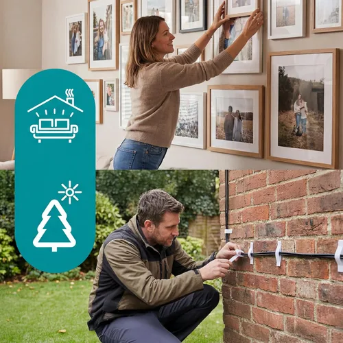 Vista 4 de Tiras de velcro blancas (26 pies x 0.75 pulgadas) con adhesivo, rollos dobles de cinta autoadhesiva resistente con respaldo