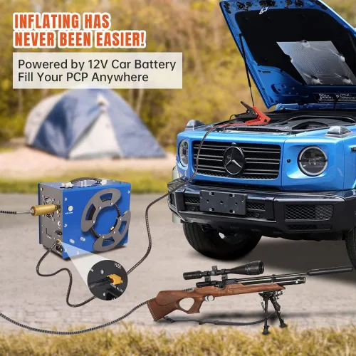 Vista 4 de TOAUTO A3 PCP Air Compressor, Unique Vertical+Wire Spool Portable Design, Auto-Stop, Oil/Water-Free, 4500Psi/30Mpa, 8MM Quick-Connector for