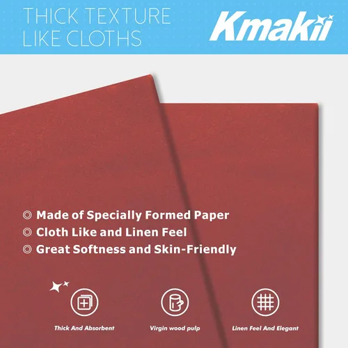 Vista 3 de KMAKII Servilletas de cena desechables color burdeos con tacto de lino, servilletas de papel de alta calidad, ideales para restaurantes, eventos