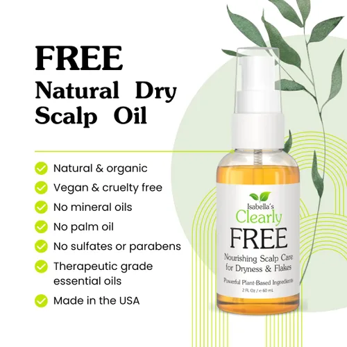 Vista 2 de Isabella's Clearly Aceite anticaspa natural y gratuito Alivio de picazón para cuero cabelludo seco con picazón, dermatitis, psoriasis, tapa
