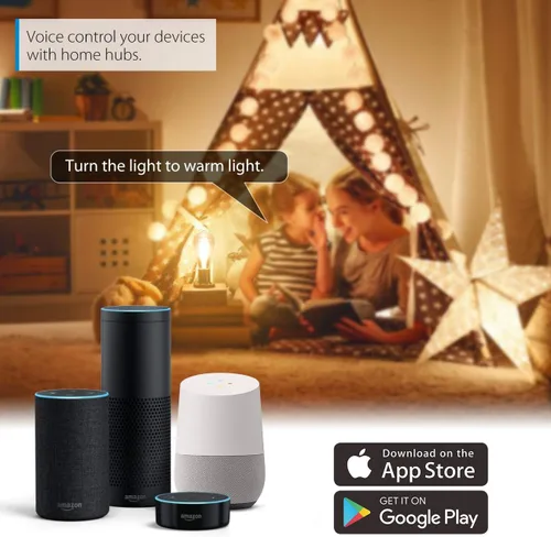 Vista 5 de LVWIT Bombilla inteligente LED vintage ST21 Edison regulable WiFi, equivalente a 60 vatios, base E26, 2700K - 6500K, compatible con Alexa, Google