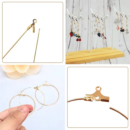 Vista 4 de Kit de fabricación de aretes con 740 piezas de accesorios para aretes con aros de cuentas, ganchos, anillos de salto, cierres de aro para aretes