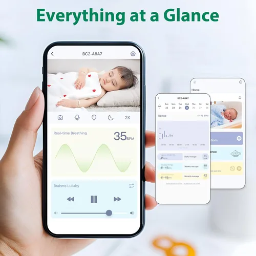 Vista 7 de 2K Baby Monitor with Camera and Audio Wireless, No WiFi Needed for Crib Mount, Night Vision Smart Camera, Cry Detection Two-Way Talk, No Monthly Fee